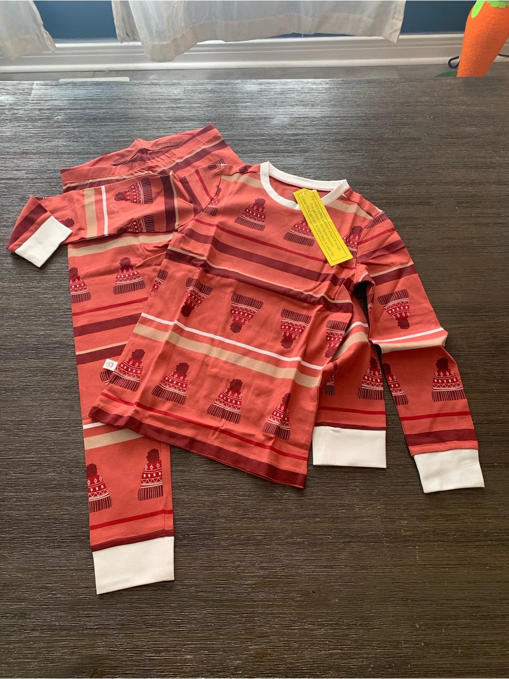 Organic Cotton Coco Village Striped Beanie-Print Pajama Set NIB